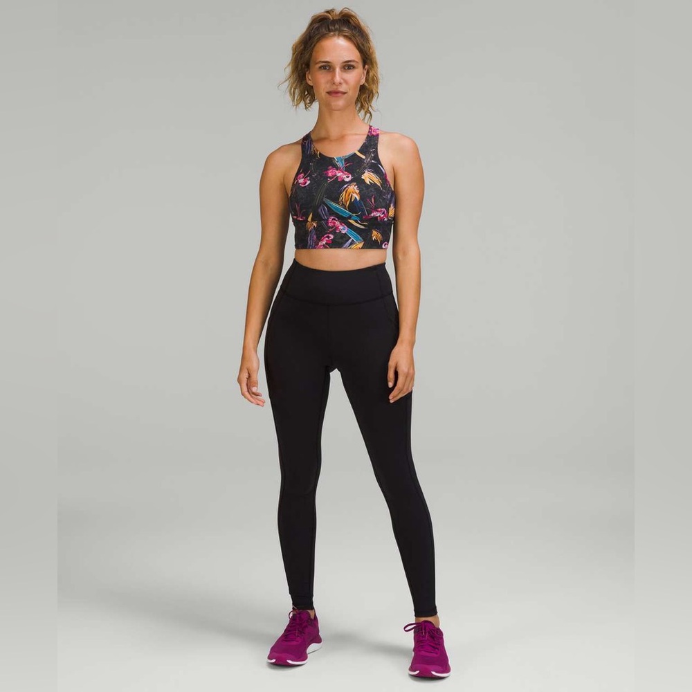 Lululemon Wunder Train Longline Bra Fade Veiled Floral Black Multi Size 4